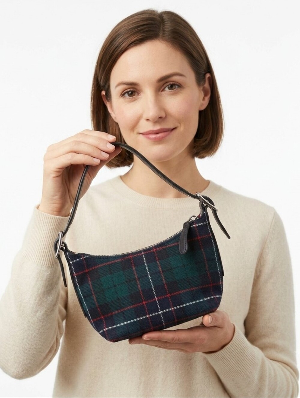 Coach Vintage Blackwatch Tartan Plaid Wool Demi Shoulder Bag NWOT